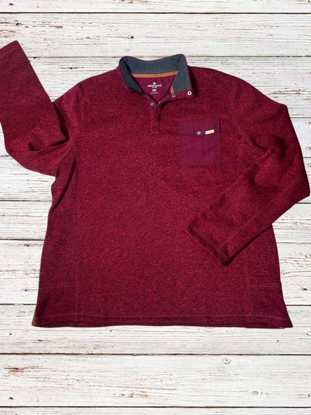Woolrich Men's XXL Blue 1/4 Snap Fleece Pullover Chest Pocket Outdoor